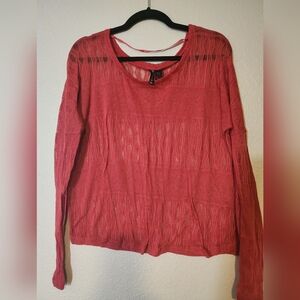 Full Tilt Top, Women's Extra Large Orange Long Sleeve Sheer Full Tilt Top